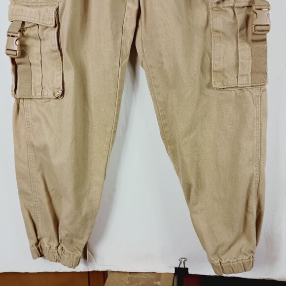 Forever 21 Cargo Pants Womens L Khaki High Rise Y2K Parachute Streetwear - Picture 4 of 11